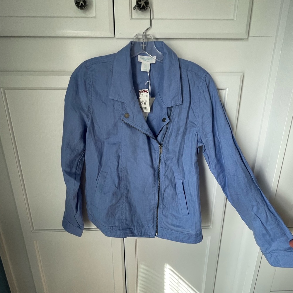 Cynthia Rowley Blue Blazer with Notched Lapel and Relaxed Fit
